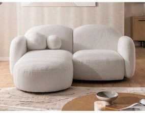 Kremowy narożnik z materiału bouclé (lewostronny/z szezlongiem) Orbit – Ropez