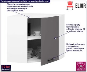 Szara minimalistyczna narożna szafka kuchenna Azon 3X