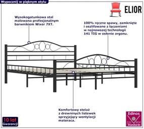 Czarne metalowe łóżko w stylu loftowym 160x200 cm - Frelox