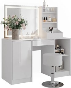 Stół do toalety biały/biały wysoki połysk 128.2x50.1x76 sherry