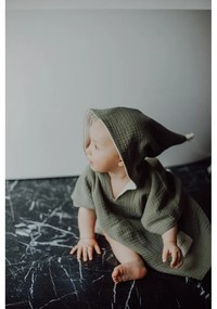 Muślinowe poncho dziecięce w kolorze khaki rozmiar S – Malomi Kids