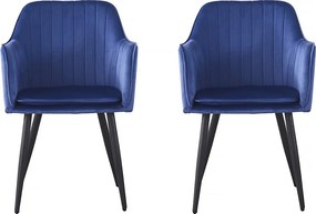 Zestaw 2 aksamitnych krzesel z podlokietnikami "Velma" - Niebieski