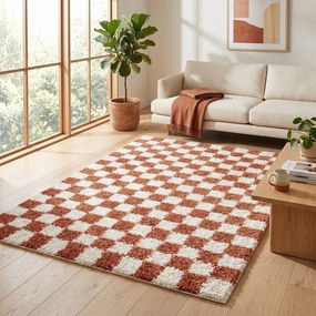Kremowy/w kolorze terakoty dywan 80x150 cm Grida – ESTE
