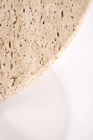 TRAVERSO S Ława Stolik kawowy Okrągła Kamień Trawertyn Biały fi.35cm Nowoczesna