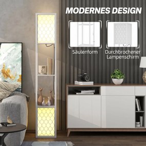 HOMCOM Lampa stojąca w nowoczesnym designie, 2 półki, łańcuszek włącznika, 26 cm x 26 cm x 156 cm, biały | Aosom PL