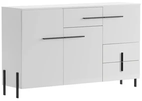 Komoda JUSTINE 150 3D3S biała/biały połysk FURNIVAL