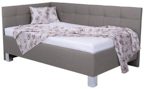 Tapicerowane łóżko z pojemnikiem na pościel bez materaca MARIA PETITE 120x200 cm taupe