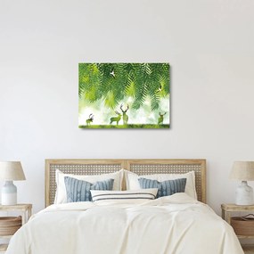 Obraz na szkle - Jeleń w lesie (70x50 cm)
