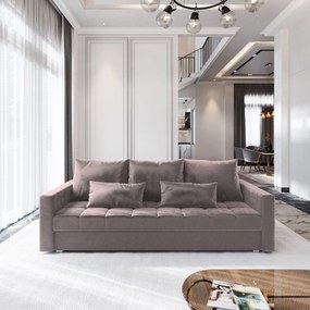 Masseno Sofa SIRO z funkcją spania i pojemnikiem na pościel, Rozkładana sofa - Pudrowy róż, KRONOS 27
