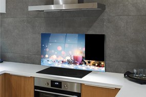 Szklany Panel Wigilijna Świeca i Śnieg