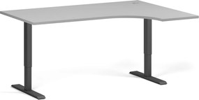 Narożne biurko z regulacją wysokości, 160x120 cm, 1 silnik, L/P, czarna podstawa, szary