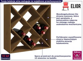 Regał na wino z drewna sosnowego miodowy brąz - Tofa