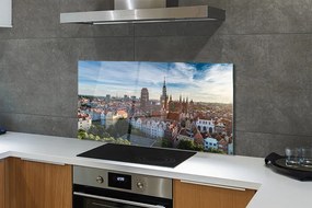 Panel szklany do Kuchni Panorama z Widokiem na Kościół Mariacki