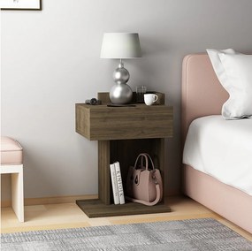 Stolik nocny HERAKLES - kolor jasny naturalny, 55x33,2x41,4