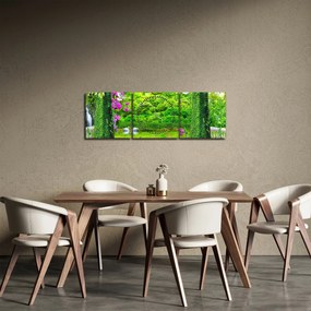 Obraz - Magiczny ogród z łabędziami (z zegarem) (90x30 cm)