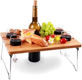 EH Składany bambusowy stolik do wina, 38 x 28 x 18 cm