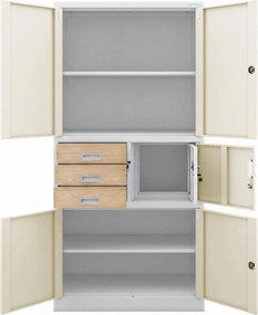 Biurowa szafa z sejfem Eco design Filip II, 90x40x185 cm, biały/dąb sonoma