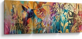 Obraz - Abstrakcyjny obraz natury (z zegarem) (90x30 cm)