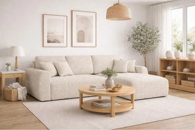 Narożnik w kształcie L z funkcją spania i pojemnikiem Ivo L, tkanina szenilowa Artico, Nata, Prawy