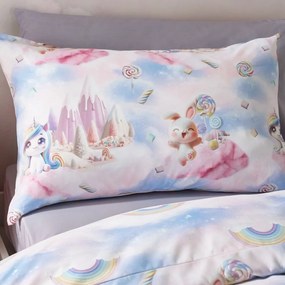 Niebiesko-różowa pościel dziecięca jednoosobowa 135x200 cm Candy Unicorn – Catherine Lansfield
