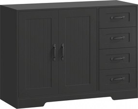 HOMCOM Szafka boczna, komoda, nowoczesny styl, 4 szuflady, 1 szafa, 105 x 40 x 76 cm, Czarny