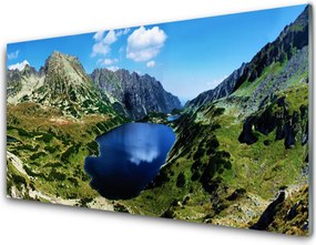 Panel Szklany do Kuchni Panorama Wysokich Gór nad Wodą
