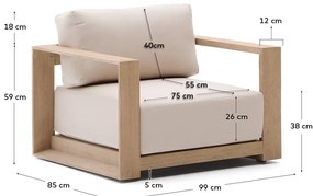 Beżowo-naturalna drewniany fotel ogrodowy Ambra – Kave Home