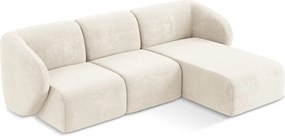 Beżowy narożnik z tkaniny szenilowej (prawostronny/z szezlongiem) Lani – Makamii