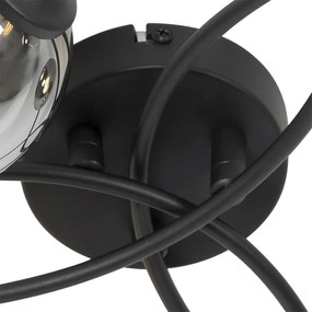 Plafon art deco czarny przydymione szkło 6-źródeł światła - Athens