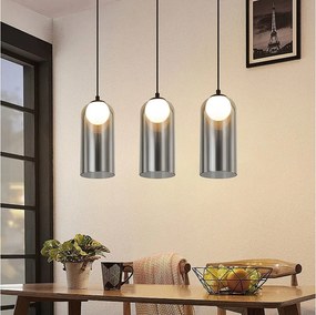 Pierwsza lampa wisząca Vintage do jadalni Smoky Grey G9 owalna regulowana wysokość do salonu