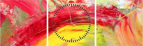 Obraz abstrakcji - malarstwo (z zegarem) (90x30 cm)