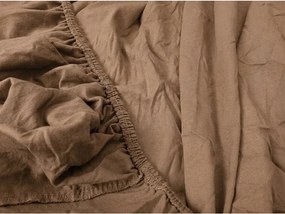 PrzytulneMieszkanie.pl Prześcieradło jersey HIGHFIT brązowe 90 x 200 cm
