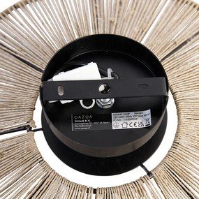 Rustykalna lampa sufitowa czarna ze sznurkiem - Sacha