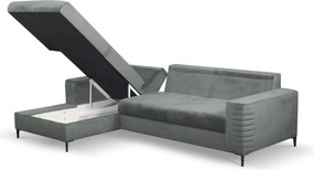 Masseno Narożnik GRIFO z funkcją spania i pojemnikiem na pościel Narozniki L, Rozkładana sofa - Jasnoszary, VELLUTO GREY 16