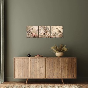 Obraz - Obraz ptaka w stylu vintage (z zegarem) (90x30 cm)