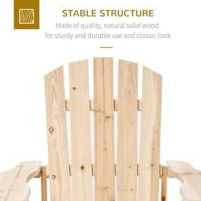 Outsunny Fotel Adirondack drewniany, odporny na warunki atmosferyczne, fotel ogrodowy z wysokim oparciem i podłokietnikami | Aosom PL