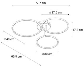 Designerska lampa sufitowa czarna z wbudowanymi diodami LED, 3-stopniowy ściemniacz, 3 źródła światła - Joaniqa Nowoczesny Oswietlenie wewnetrzne