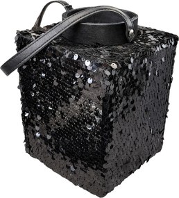 Latarnia z cekinami LOFTY GLAM 27 cm, czarna