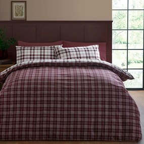 Bordowa pościel dwuosobowa 230x220 cm Kelso Check – Catherine Lansfield