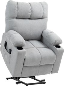 HOMCOM Fotel dla seniorów z funkcją podnoszenia, funkcja leżenia, pilot, 144 cm x 91 cm x 88 cm, jasnoszary