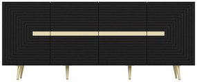 Komoda 4-drzwiowa z MDF - Czarny i złoty - MOLYA marki Pascal Morabito