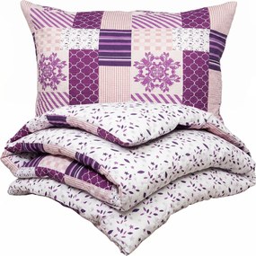 4Home Pościel z kory Patchwork violet, 140 x 220 cm, 70 x 90 cm