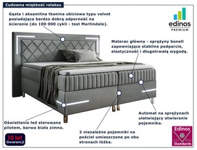Ciemnoszare pikowane łóżko kontynentalne 5 rozmiarów C7-H73
