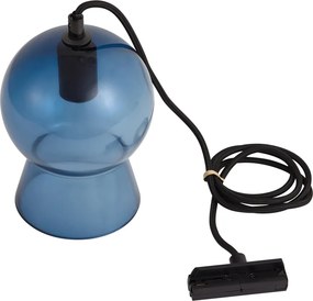 Lampa wisząca retro czarna z niebieskim szkłem do systemu szynowego 1-fazowego - Iconic Bell
