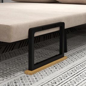 HOMCOM Sofa 2 osobowa z funkcją spania aksamitna z 2 poduszkami w kolorze naturalnym beżowym czarnym | Aosom PL