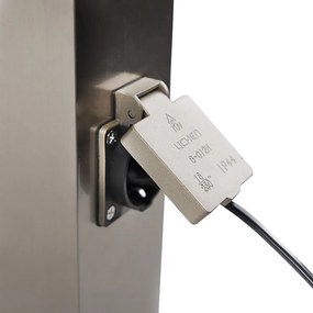 Lampa zewnętrzna stalowa z gniazdkiem IP44 - Malios z kołkiem uziemiającym i przejściem kablowo-przewodowym