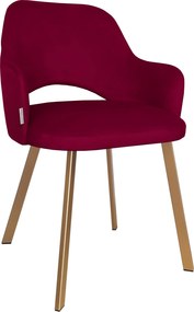 Krzesło Milano tkanina Welur noga metalowa : Kolor nogi - Złota profil, Kolor tkaniny - VELVET - MG31, Typ siedziska - Siedzisko stałe