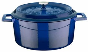 LAVA Metalowy garnek żeliwny, średnica 24 cm,niebieski, 4,5 l
