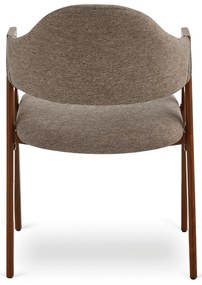 Krzesło Tapicerowane do Salonu RUIZ Beżowe/Orzech Nowoczesne Loft