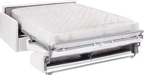 Kanapa 4-osobowa z ekspresowym mechanizmem rozkładania z ekoskóry CALIFE - Kolor: biały - Wymiary miejsca do spania: 160 cm - Materac 22 cm z pamięcią kształtu